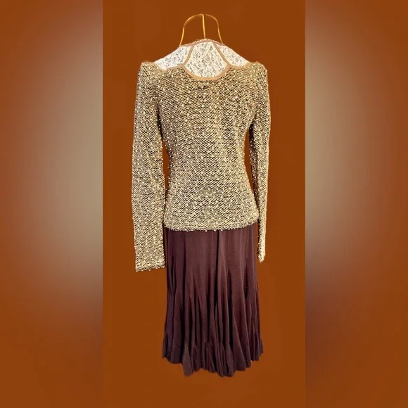ONLY 1 LEFT, Size Medium Boho Brown and Ivory Ryu Top, Textured with Dot Detail - Picture 12 of 15